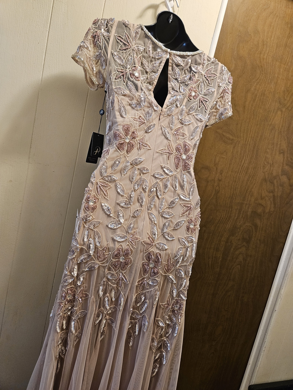 Adrianna Papell Women's Floral -Beaded Blush Pink Gown - Picture 10 of 13
